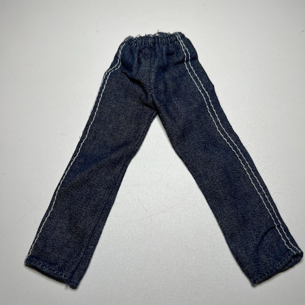 Vtg‎ Fashion Doll Denim Jeans White Topstitching Elastic Waist